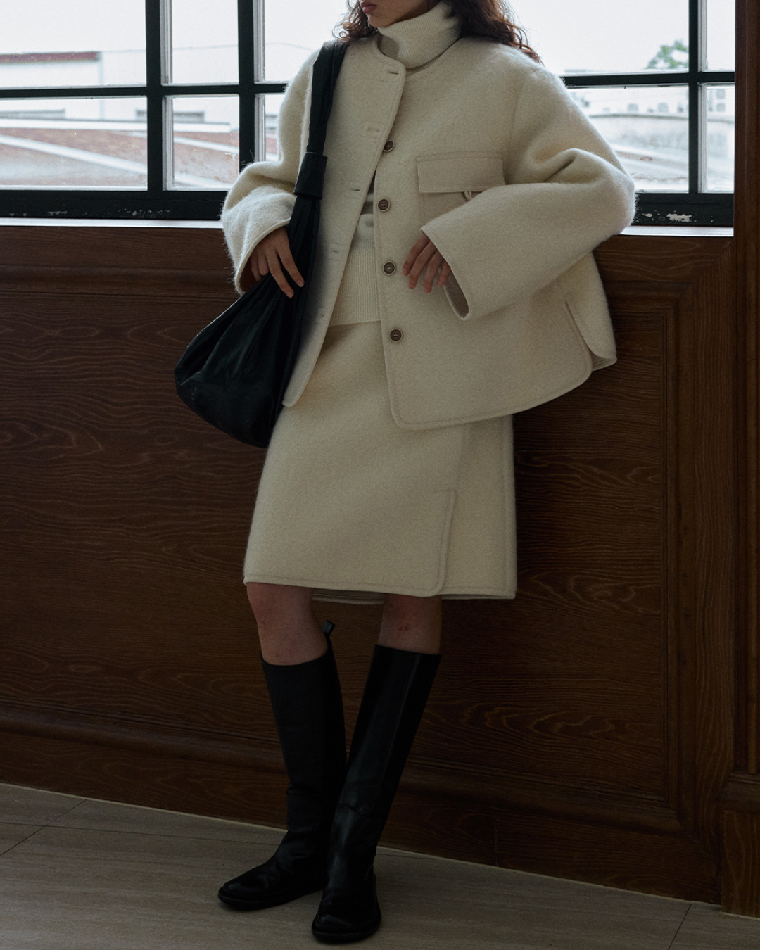 ノーカラーシングルブレストコート 10231