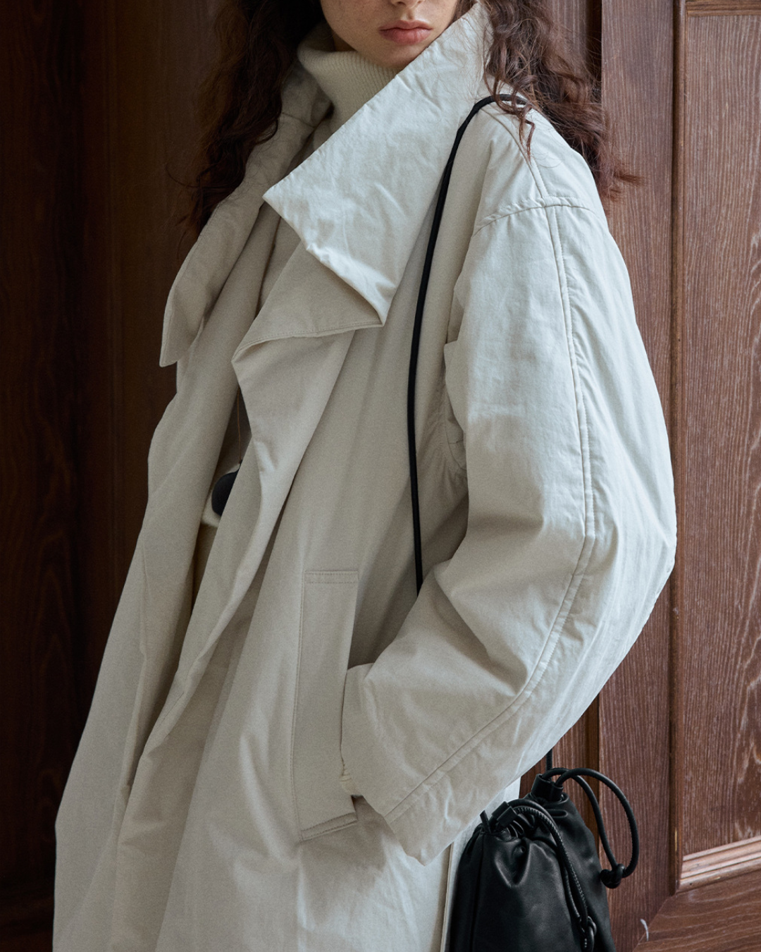 スタンドカラーロングストラップコート 10236