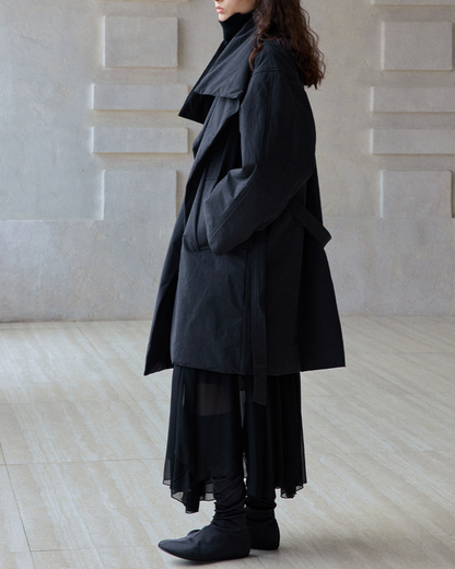 スタンドカラーロングストラップコート 10236