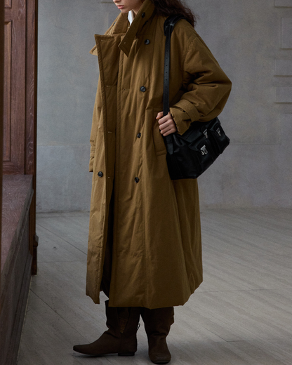 ダブルブレストキルティングロングコート 10233