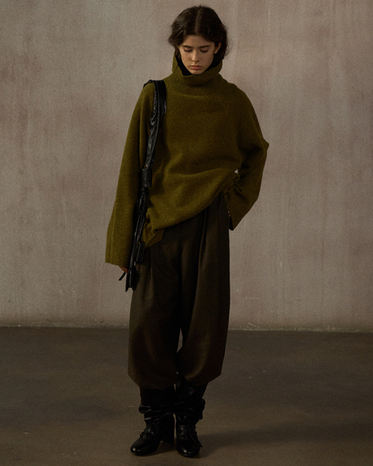 ハイカラーロングスリーブニットプルオーバー 10247