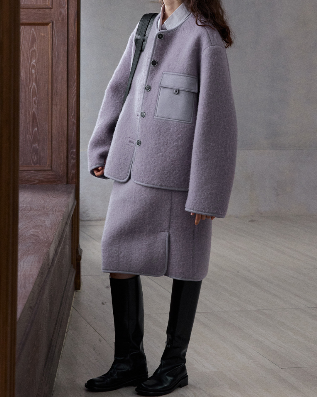 ノーカラーシングルブレストコート 10231