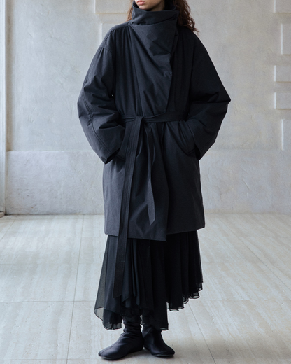スタンドカラーロングストラップコート 10236