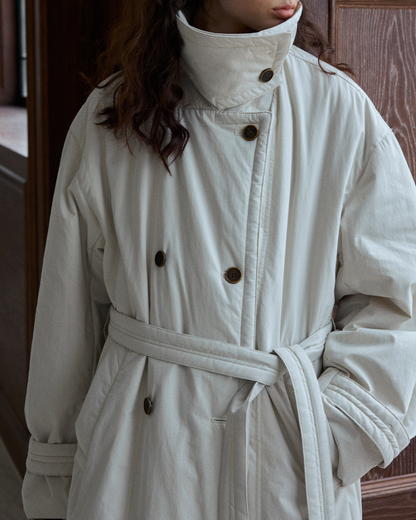 ダブルブレストキルティングロングコート 10233