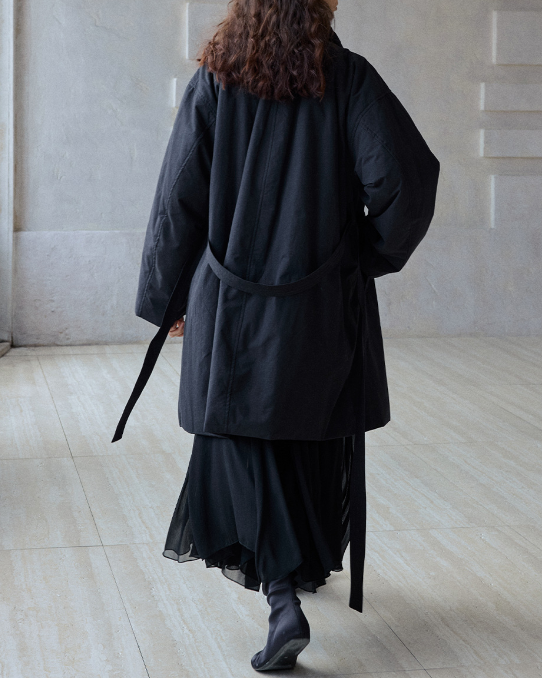 スタンドカラーロングストラップコート 10236