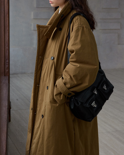 ダブルブレストキルティングロングコート 10233