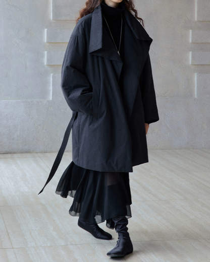 スタンドカラーロングストラップコート 10236
