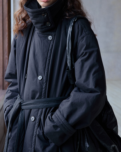 ダブルブレストキルティングロングコート 10233