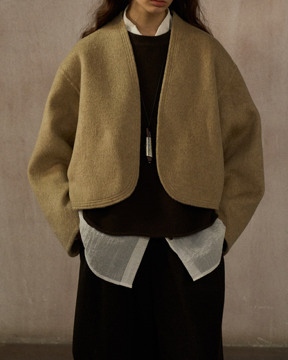 ノーカラーショートジャケット 10245