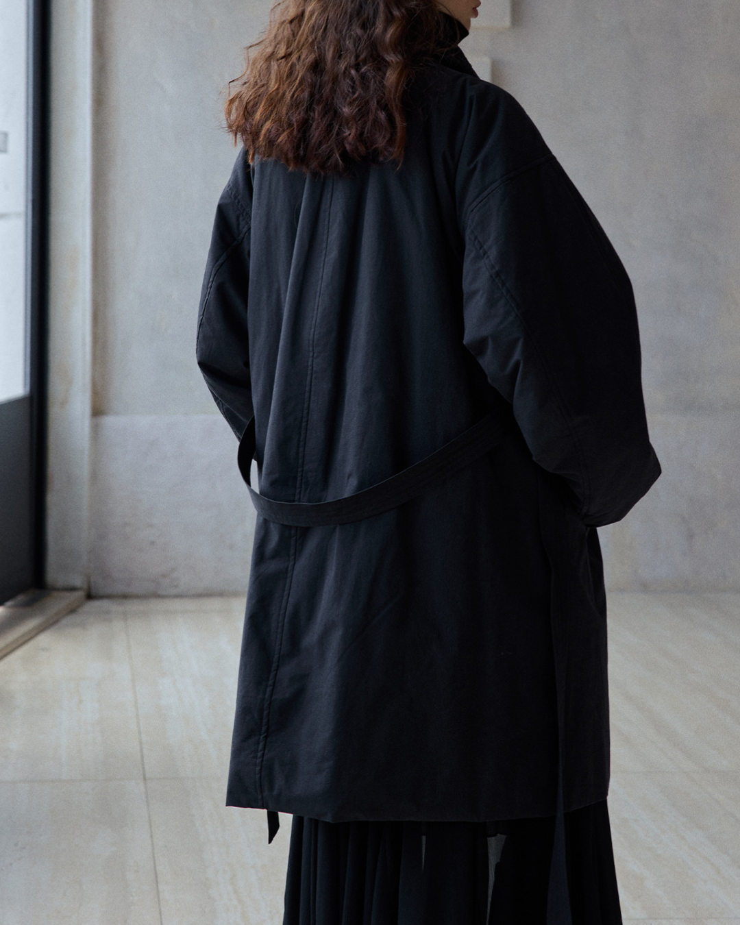 スタンドカラーロングストラップコート 10236