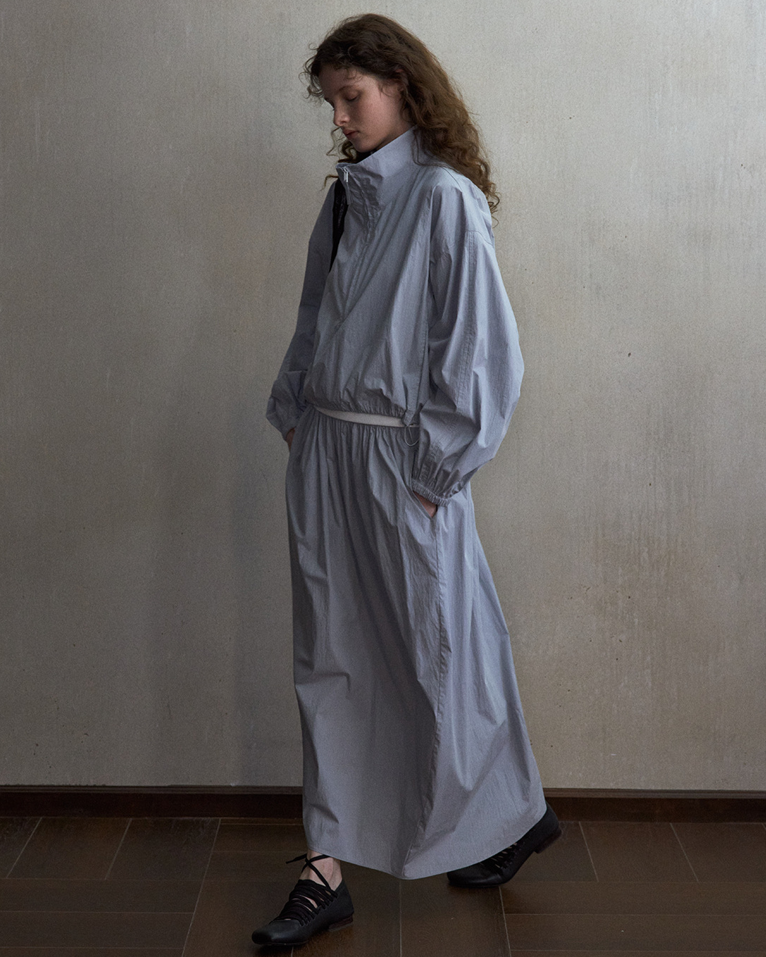 ディストーションハイネックジップアップブルゾン 10545