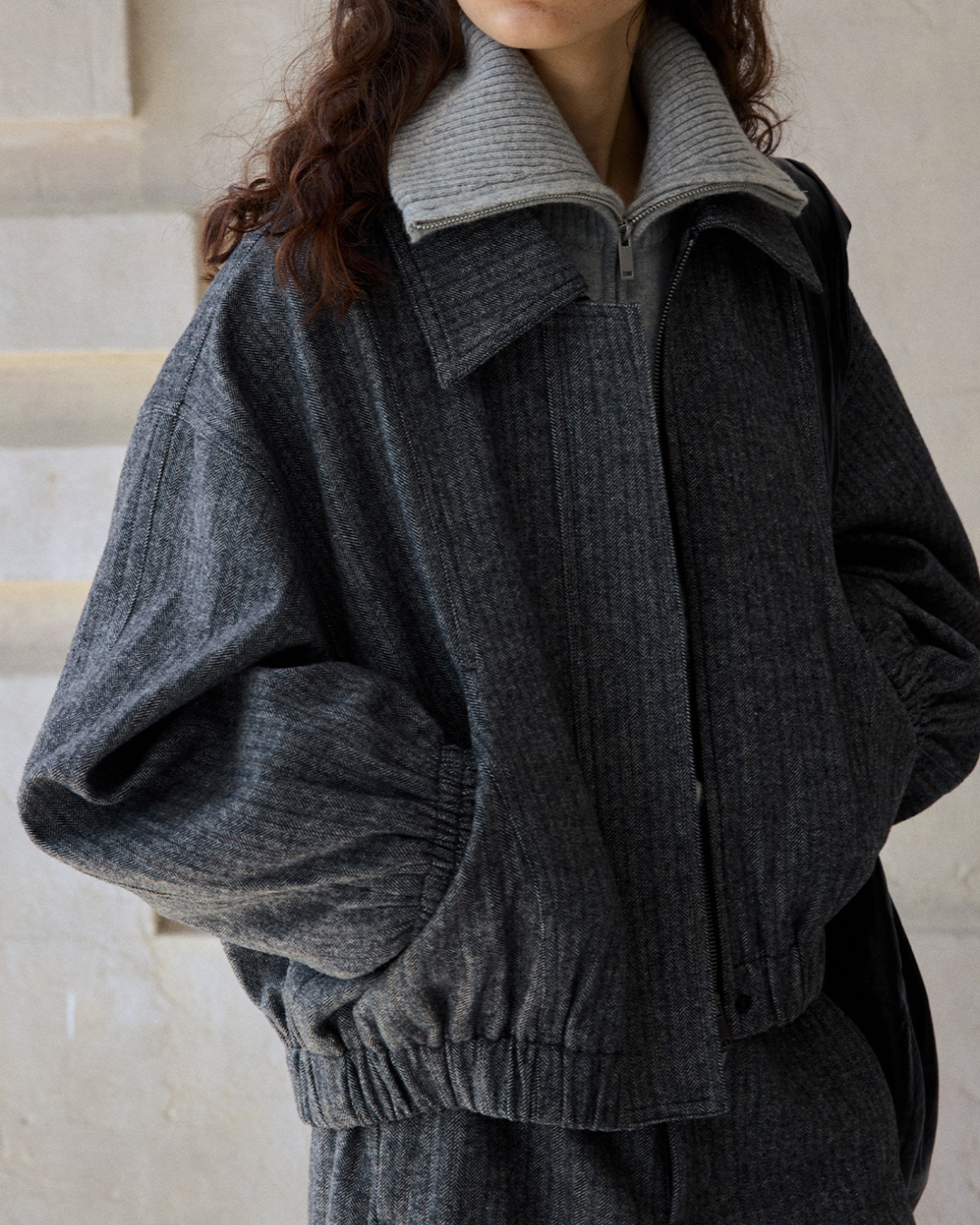 ドロップショルダーヘリンボーンジャケット 10186