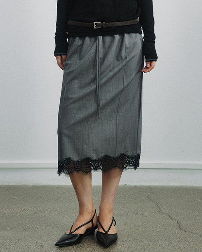 エレガントレース切替ミディスカート 10788