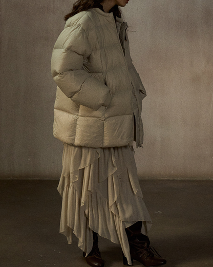 クルーネックミディキルティングコート 10271