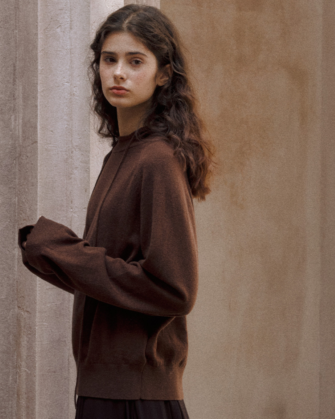 ラグランスリーブフーディーウォームトーンニットプルオーバー 10151