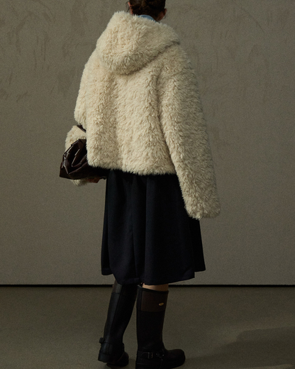 フーディージッパーボアショートコート 10293