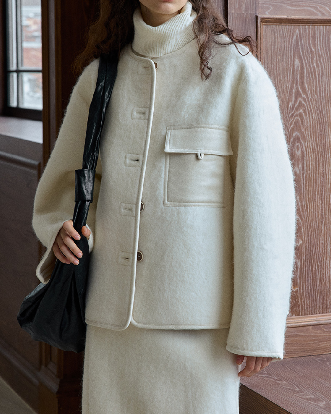 ノーカラーシングルブレストコート 10231
