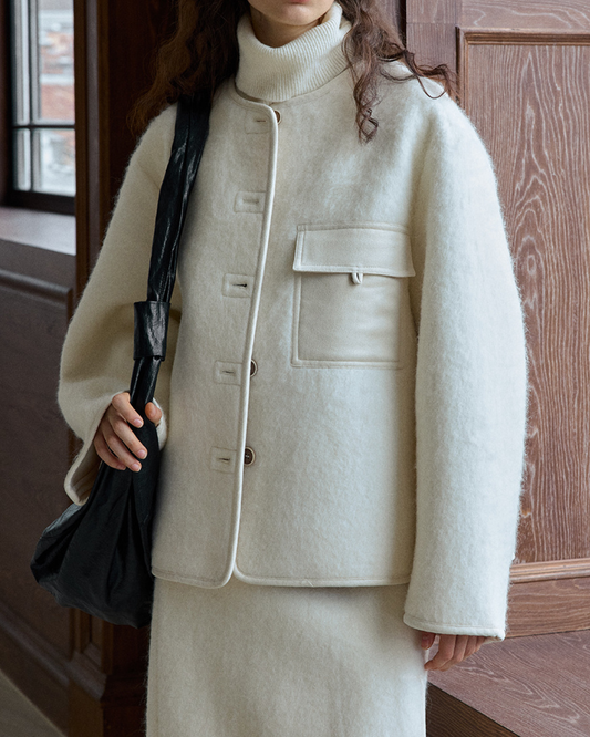ノーカラーシングルブレストコート 10231