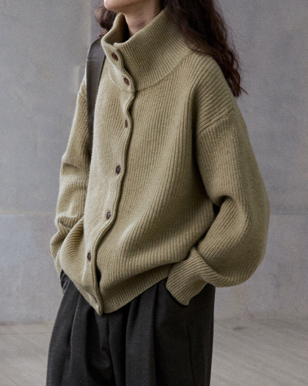 スタンドカラーニットカーディガン 10192