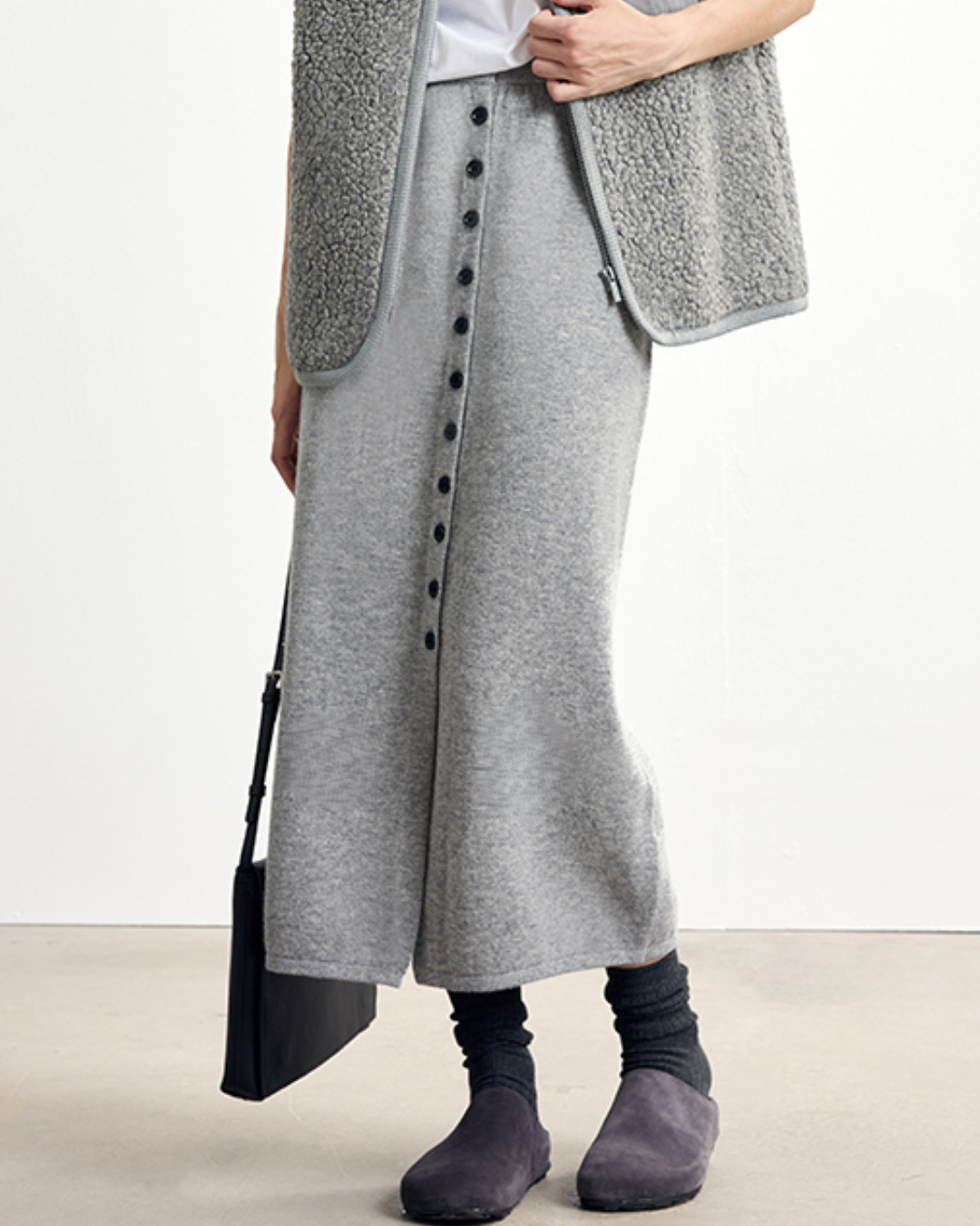 フロントスリットボタンデザインロングスカート 10329