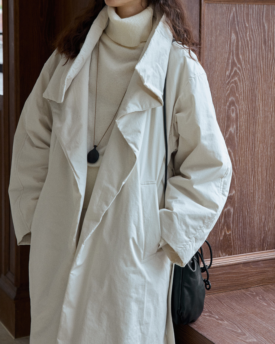 スタンドカラーロングストラップコート 10236