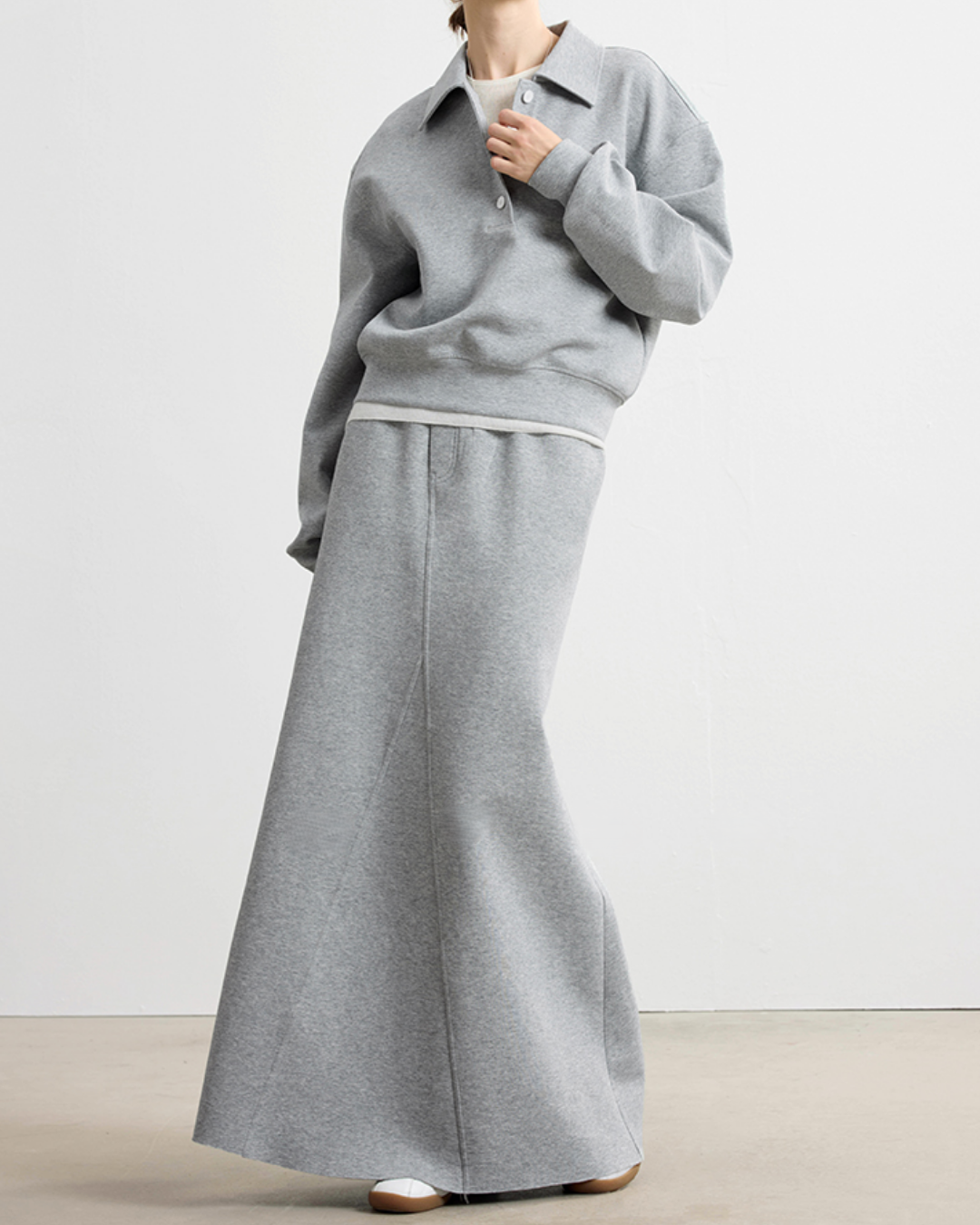 アシンメトリーデザインフレアロングスカート 10331