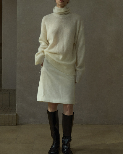 ハイカラーコントラストニットプルオーバー 10196