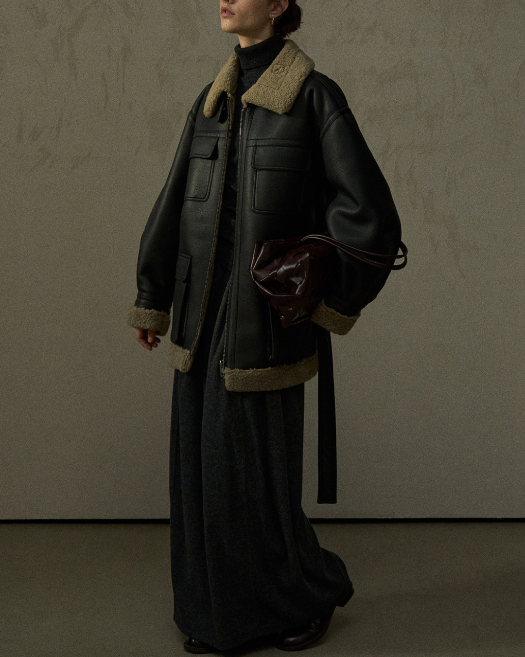 スタンドカラーストラップミディジャケット 10288