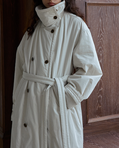 ダブルブレストキルティングロングコート 10233