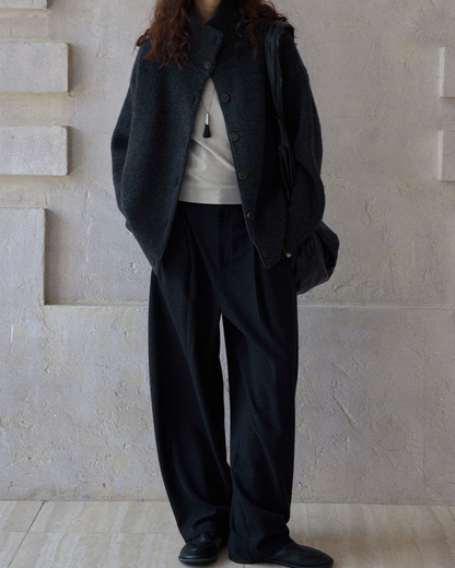 スタンドカラーニットカーディガン 10191