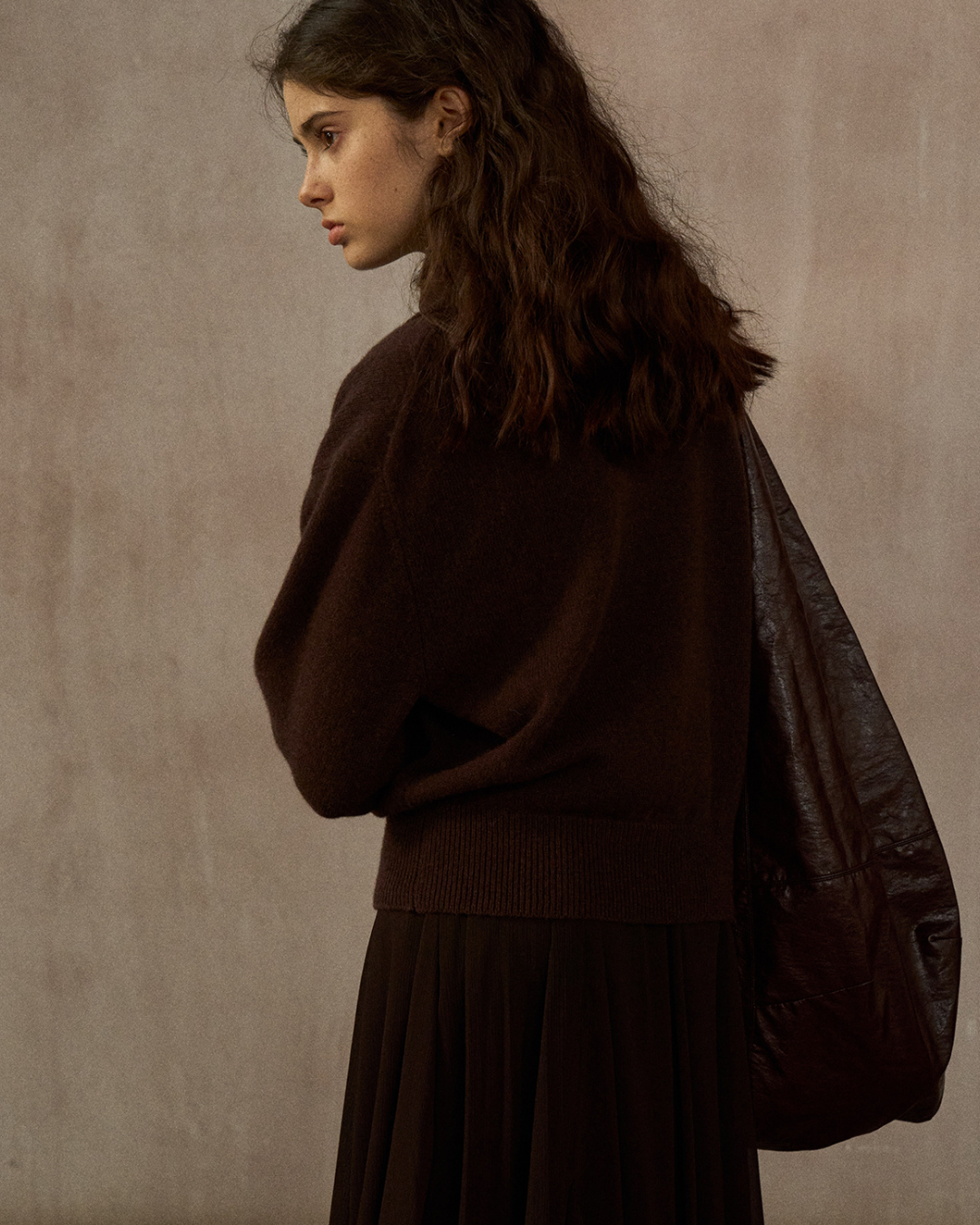 ハーフボタンリブニットミドルトーンプルオーバー 10323