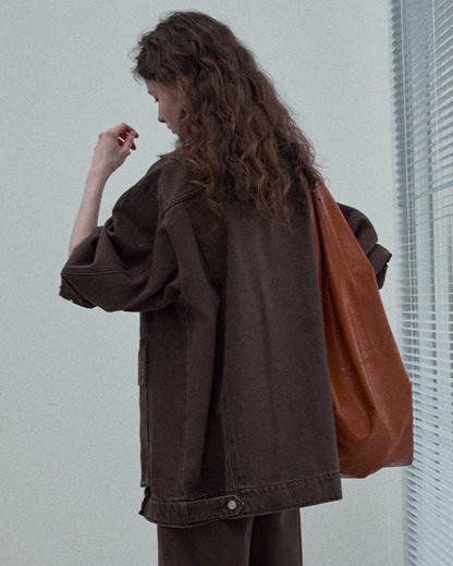 レトロウォッシュデニムルーズジャケット 10125