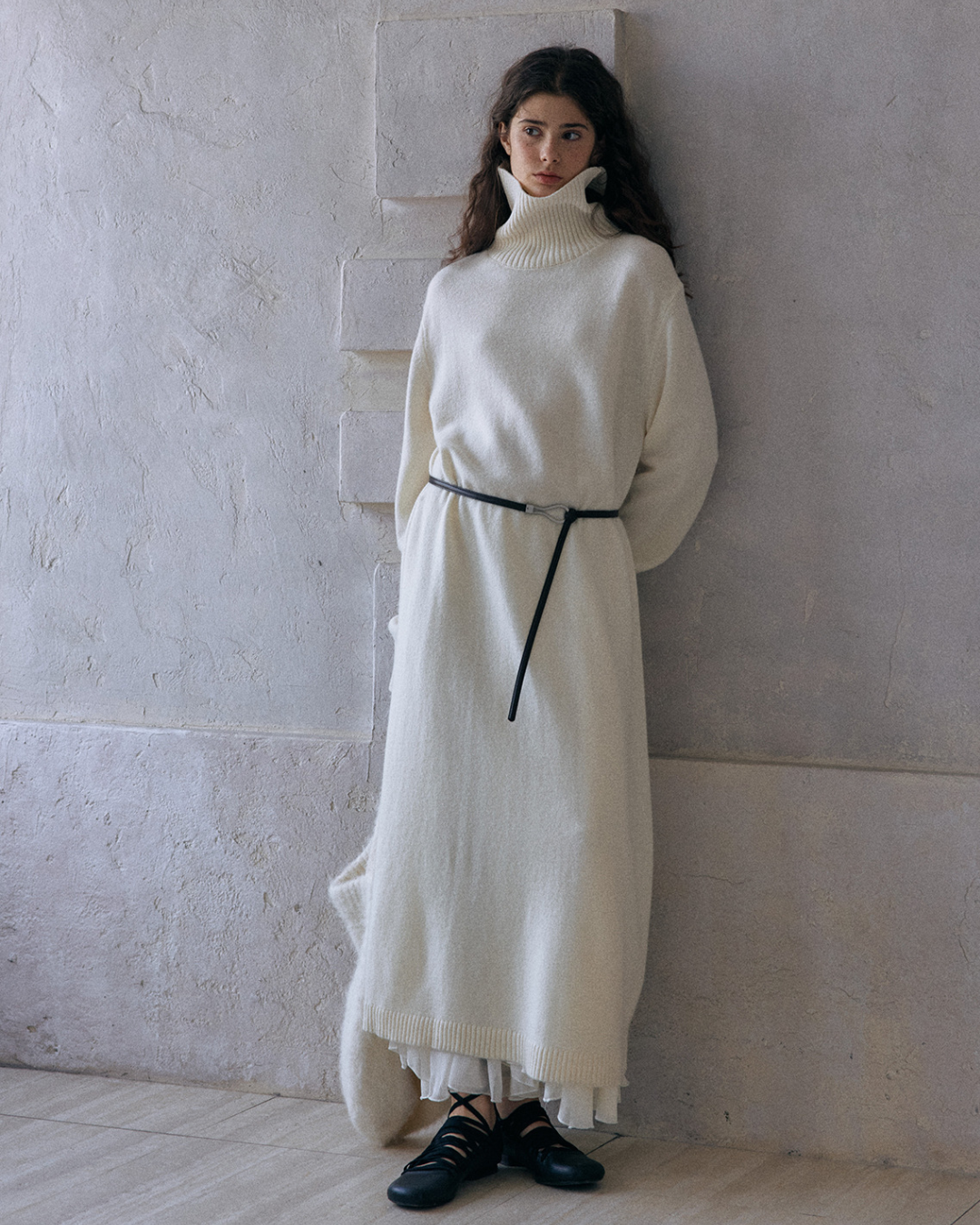 ハイカラーニットワンピース 10175