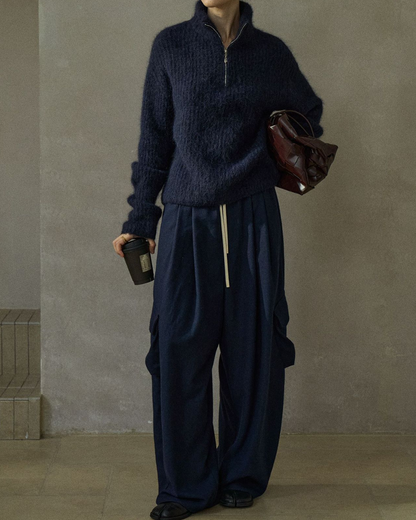 ハーフジッパーニットプルオーバー 10225