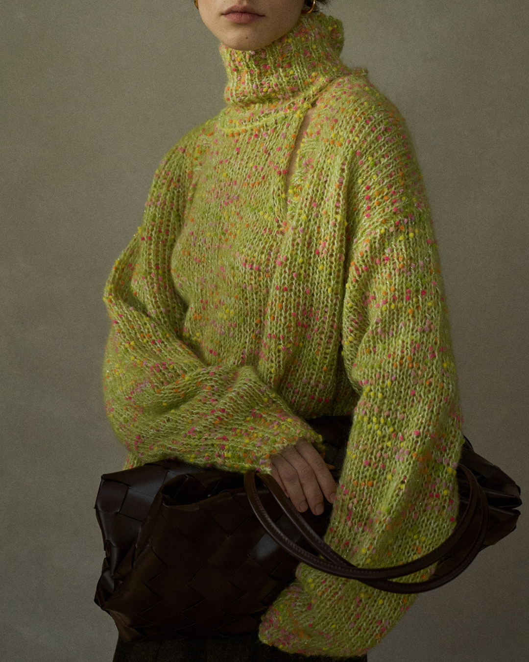 Vネックミディニットカーディガン 10216