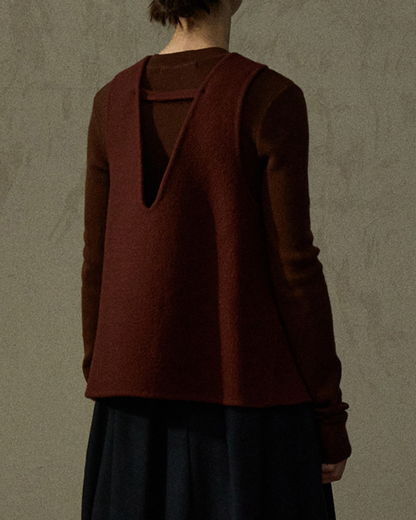 ラウンドネックニットフレアベスト 10286