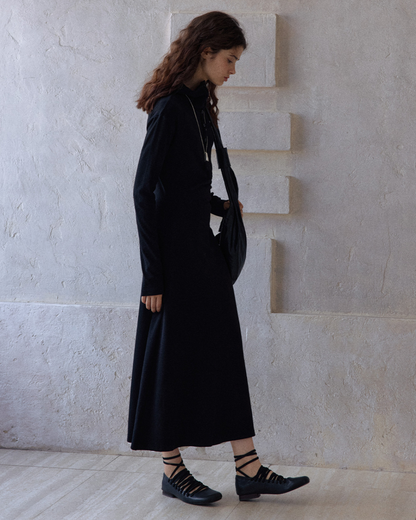 ヘンリーネックフーディーニットワンピース 10140