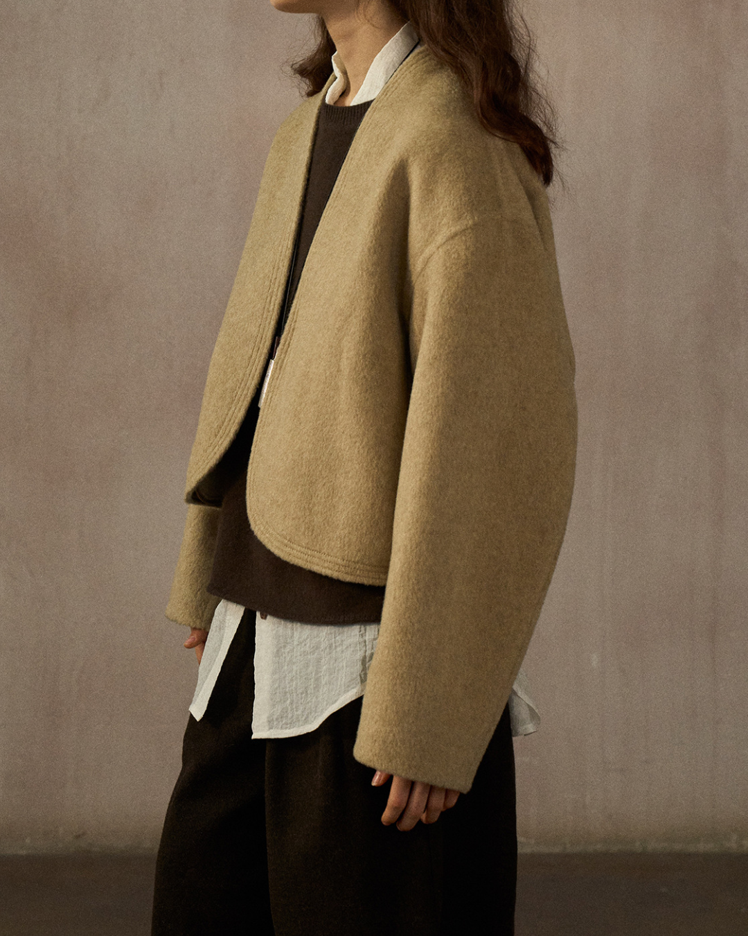 ノーカラーショートジャケット 10245