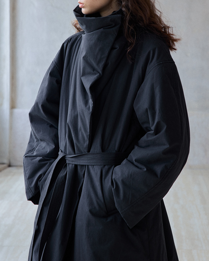 スタンドカラーロングストラップコート 10236