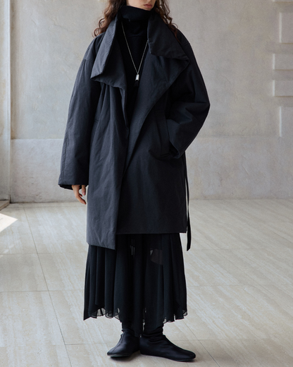 スタンドカラーロングストラップコート 10236