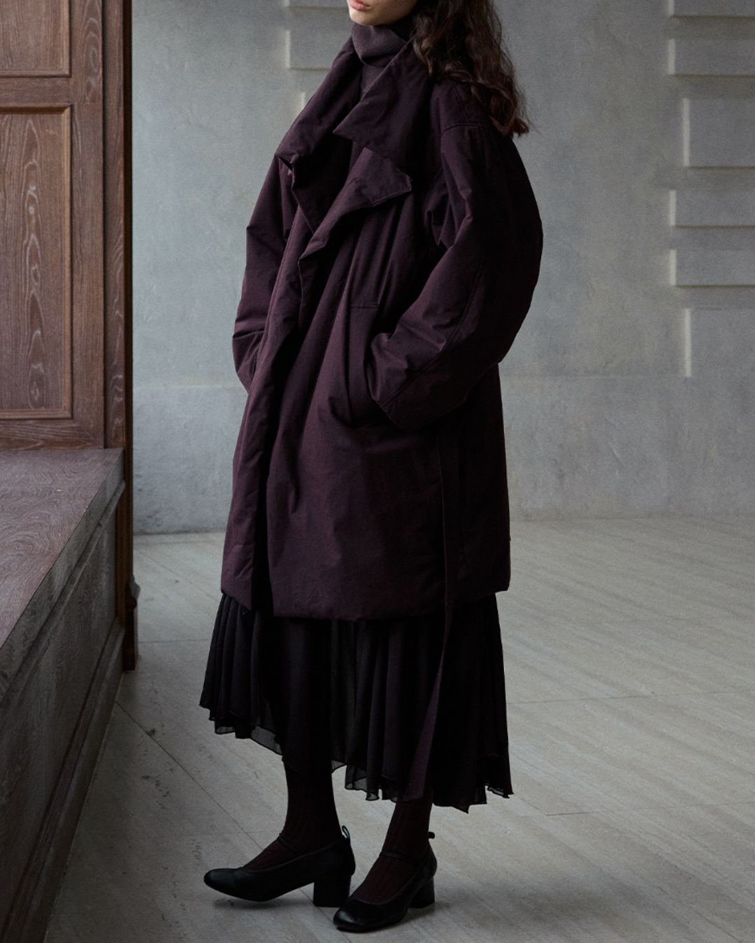 スタンドカラーロングストラップコート 10236