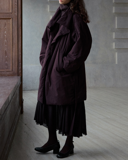 スタンドカラーロングストラップコート 10236