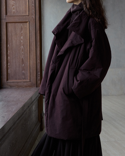 スタンドカラーロングストラップコート 10236