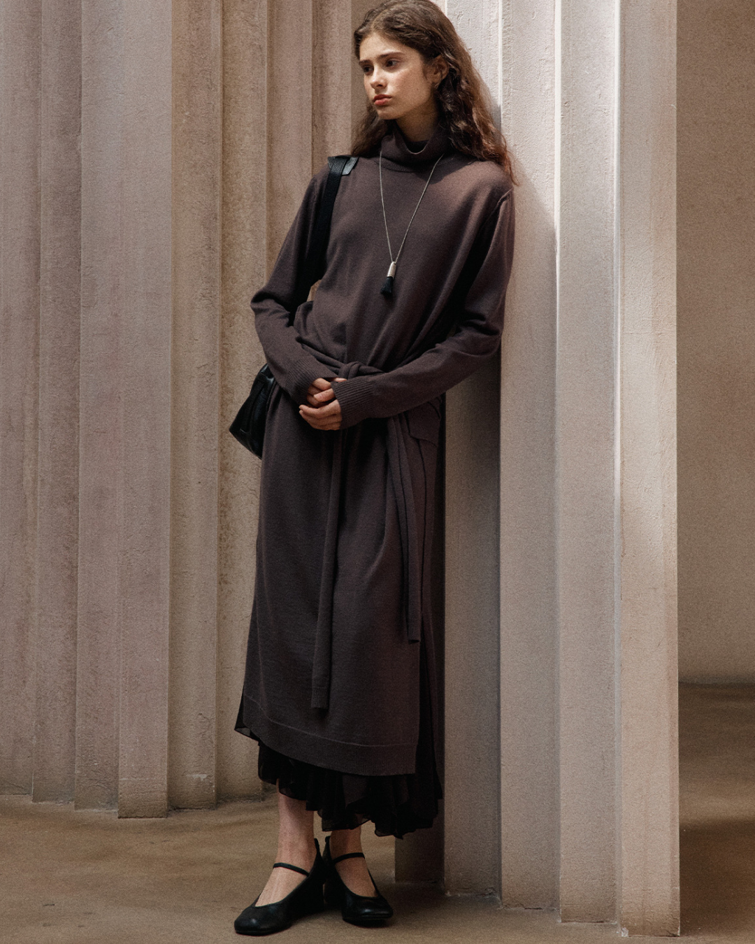 タートルネックニットロングワンピース 10154