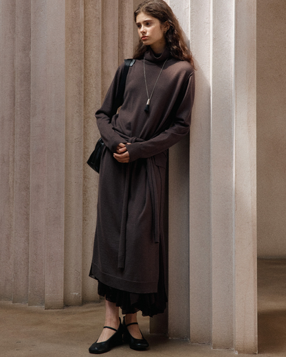 タートルネックニットロングワンピース 10154