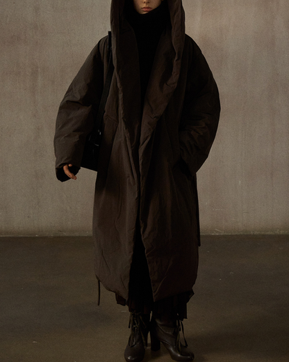 フーディーストラップロングダウンコート 10275