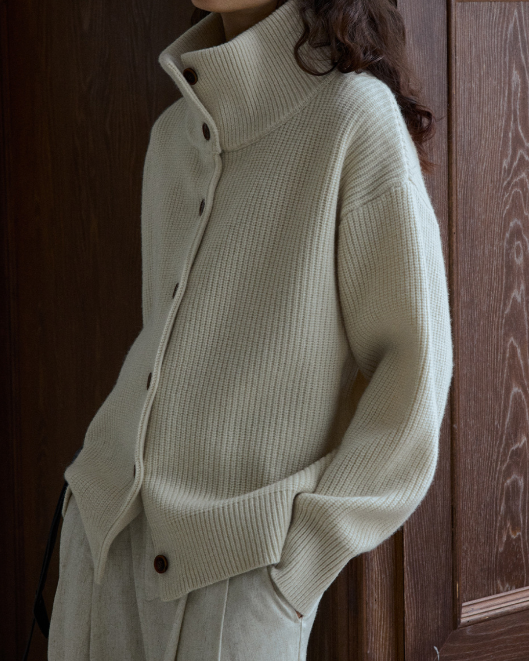 スタンドカラーニットカーディガン 10192