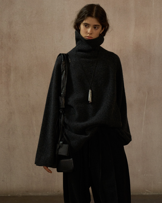 ハイカラーロングスリーブニットプルオーバー 10253