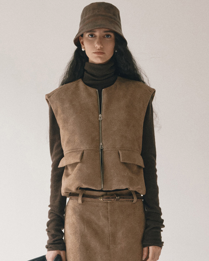 スリークスエードジップベスト 10419