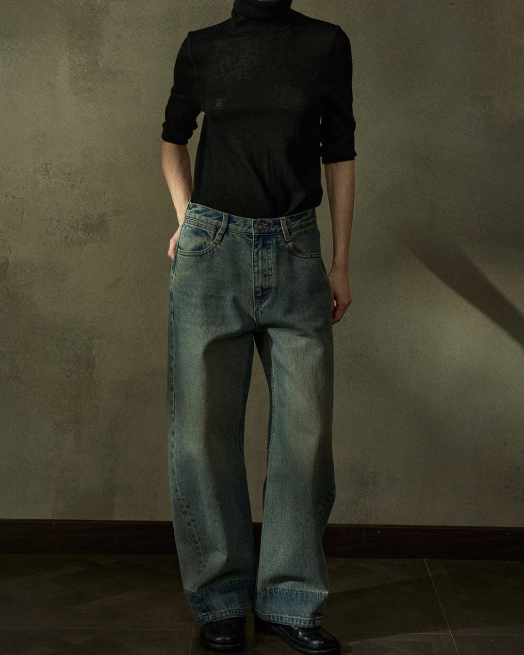 ハイウエストシミターデニムパンツ 10217